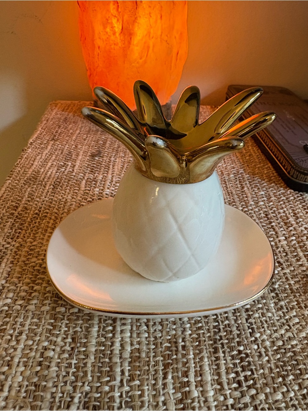 3/$10: Gold-Top White Ceramic Pineapple Trinket Dish